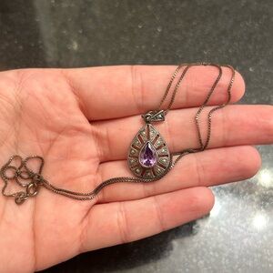 Vintage silver amethyst necklace